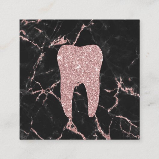 歯医者の歯モダンバラ金ゴールド大理石デンタルケア スクエア名刺 (正面)