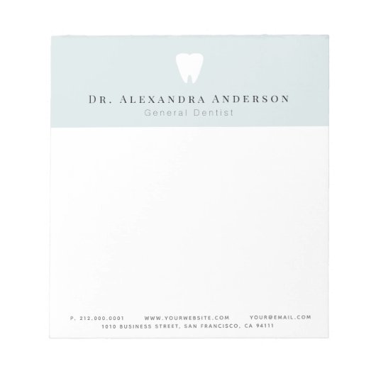 歯医者の歯ライトブルー&ホワイト ノートパッド (正面)