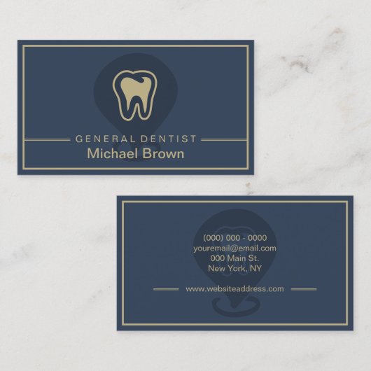 歯医者の歯底科モダン海軍 名刺 (正面/裏面)