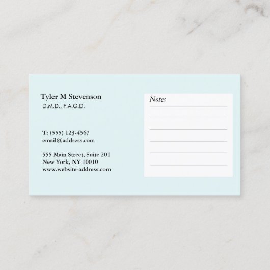 歯医者の歯科アポイントメントのアラーム 予約カード (裏面)