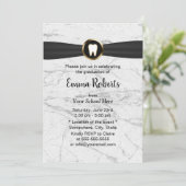 歯医者の歯科学校の卒業白大理石 招待状 (スタンド正面)