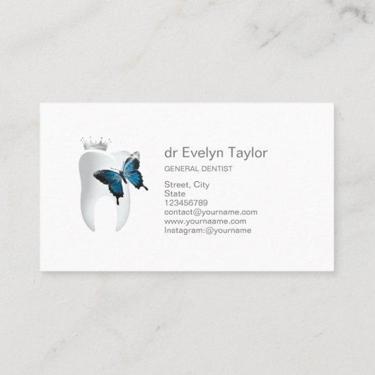 歯医者の歯科用クリニック歯ホワイトニング蝶 名刺 (裏面)