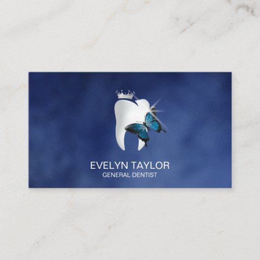 歯医者の歯科用クリニック歯ホワイトニング蝶 名刺 (正面)