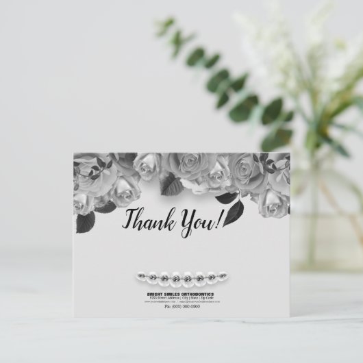 歯医者の歯科矯正医ブレースありがとうはがき ポストカード (スタンド正面)