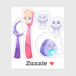 歯医者の歯科衛生かわいいキャラクターの漫画 シール