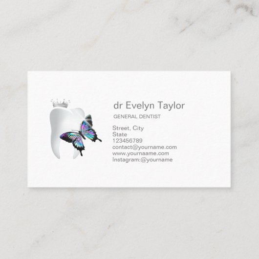 歯医者の歯科診療歯ホワイトニング蝶バス 名刺 (裏面)