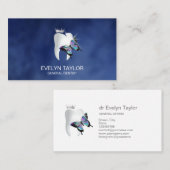 歯医者の歯科診療歯ホワイトニング蝶バス 名刺 (正面/裏面)