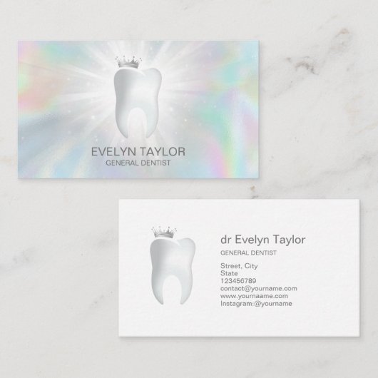 歯医者の歯科診療歯美白スマイル冠 名刺 (正面/裏面)
