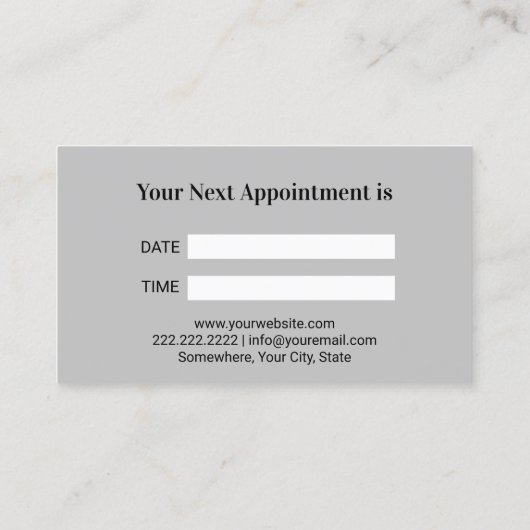 歯医者の白い歯の黒モダンい曲線の歯科 予約カード (裏面)