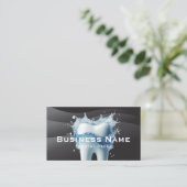 歯医者の白い歯の黒モダンい曲線の歯科 予約カード (スタンド正面)