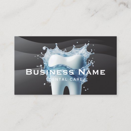 歯医者の白い歯の黒モダンい曲線の歯科 予約カード (正面)