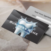 歯医者の白い歯の黒モダンい曲線の歯科 予約カード