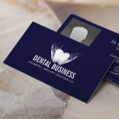 歯医者の白い歯ネイビーブルーのデンタルケア写真 名刺