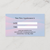歯医者の白い歯パステルブルーピンクカーブデンタル 予約カード (裏面)