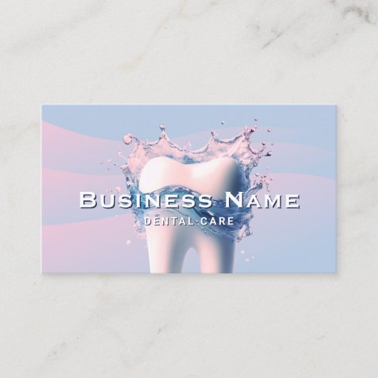 歯医者の白い歯パステルブルーピンクカーブデンタル 予約カード (正面)