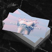 歯医者の白い歯パステルブルーピンクカーブデンタル 予約カード