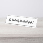 歯医者の白のスクリプト デスクネームプレート (正面)
