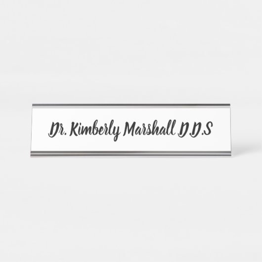 歯医者の白のスクリプト デスクネームプレート (正面)