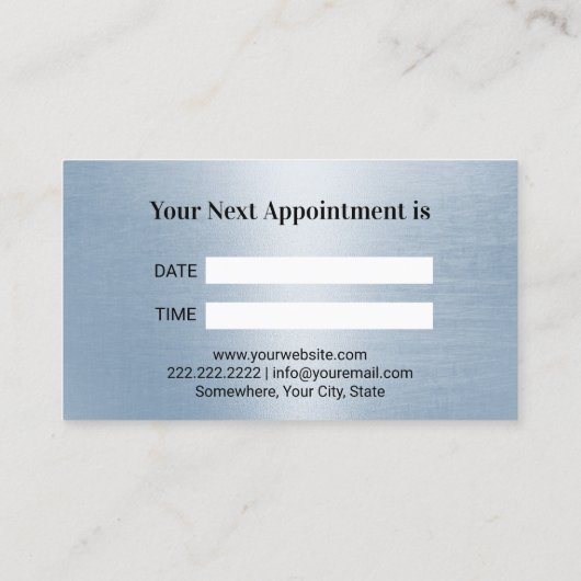 歯医者の白歯ライトブルーフェイクメタル歯科 予約カード (裏面)