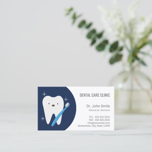 歯医者の笑顔の歯のデンタルケアアポイントメント 予約カード (スタンド正面)