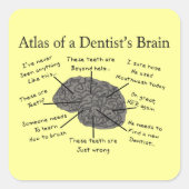 歯医者の脳図 スクエアシール (正面)