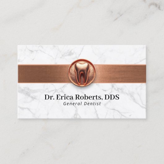 歯医者の銅歯のロゴトレンディー大理石歯科 名刺 (正面)