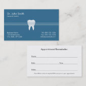 歯医者の青い光沢のある歯の歯科アポイントメント 予約カード (正面/裏面)