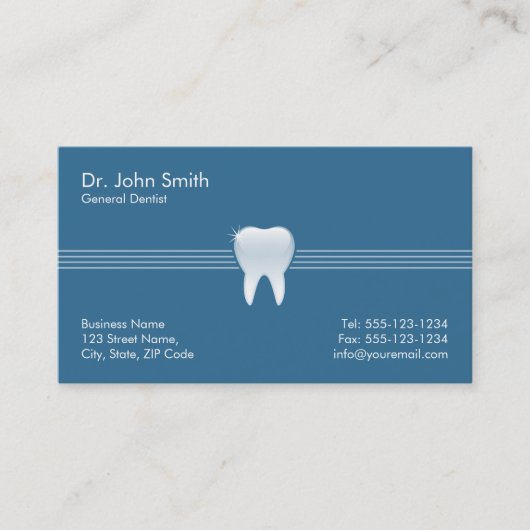 歯医者の青い光沢のある歯の歯科アポイントメント 予約カード (正面)
