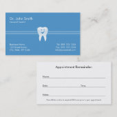 歯医者の青い光沢のある笑顔の歯の歯科 予約カード (正面/裏面)