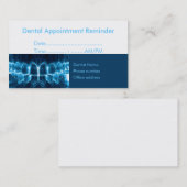 歯医者の青い歯白熱［赤熱］光を放つのアポイントメントのアラーム 予約カード (正面/裏面)