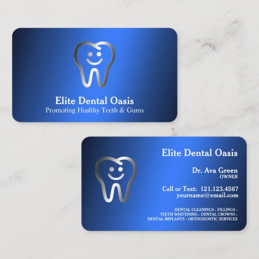 歯医者の青 名刺 (正面/裏面)