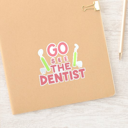 "歯医者を見に行く：明るいスマイル先！T-シャツ シール (ノートブック)