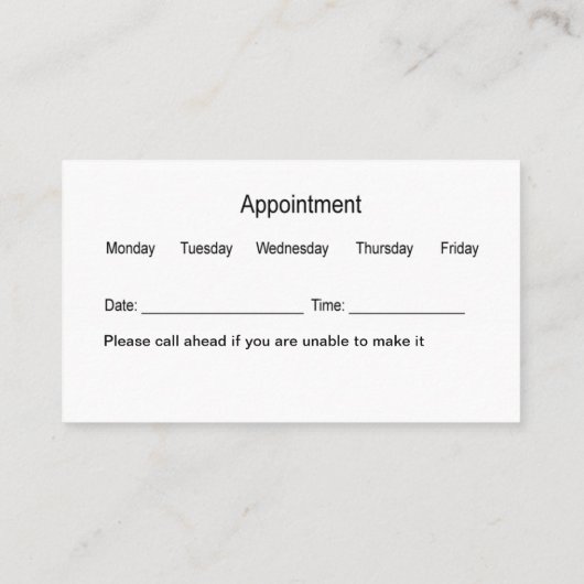 歯医者オフィスアポイントメントのリマインダ名刺 名刺 (裏面)