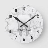 歯医者オフィス歯白歯大理石モダン石 ラウンド壁時計 (正面)