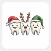 歯医者クリスマスサンタフロスクリスマスツリー スクエアシール (正面)