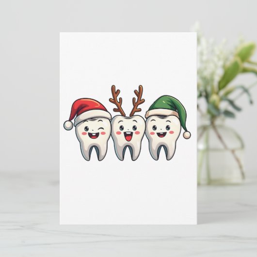 歯医者クリスマスサンタフロスクリスマスツリー 招待状 (スタンド正面)