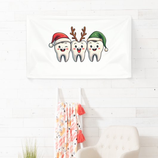歯医者クリスマスサンタフロスクリスマスツリー 横断幕 (インサイチュ)