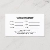 歯医者スター歯のロゴプロフェッショナル歯科医院 予約カード (裏面)