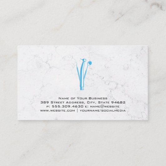 歯医者ツールロゴ |大理石背景 名刺 (裏面)