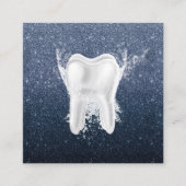 歯医者ネイビーモダンブルーグリッター歯科 スクエア名刺 (正面)