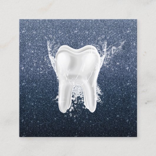 歯医者ネイビーモダンブルーグリッター歯科 スクエア名刺 (正面)