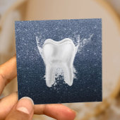 歯医者ネイビーモダンブルーグリッター歯科 スクエア名刺