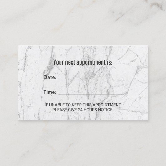 歯医者ホワイトマーブルデンタルケアアポイントメント 予約カード (裏面)