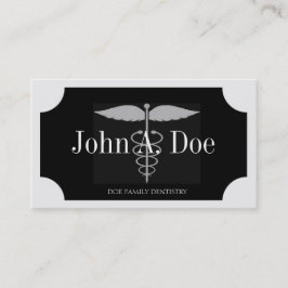 歯医者ホワイト/ブラックプラーク/シルバーストライプ 名刺