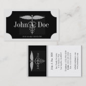 歯医者ホワイト/ブラックプラーク/シルバーストライプ 名刺 (正面/裏面)