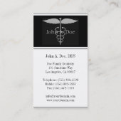 歯医者ホワイト/ブラックプラーク/シルバーストライプ 名刺 (裏面)