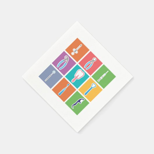 歯医者ポップ・アートの歯科歯ドクターティース スタンダードカクテルナプキン (角)