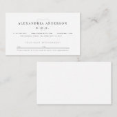 歯医者ミニマリストホワイトアポイントメントカード 名刺 (正面/裏面)