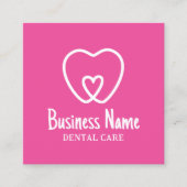 歯医者ミニマル歯ロゴピンクデンタルケア スクエア名刺 (正面)