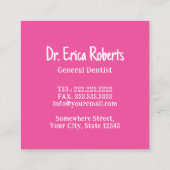 歯医者ミニマル歯ロゴピンクデンタルケア スクエア名刺 (裏面)